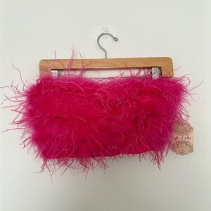 NWT Altar'd State Pink Feathered tube top sz S